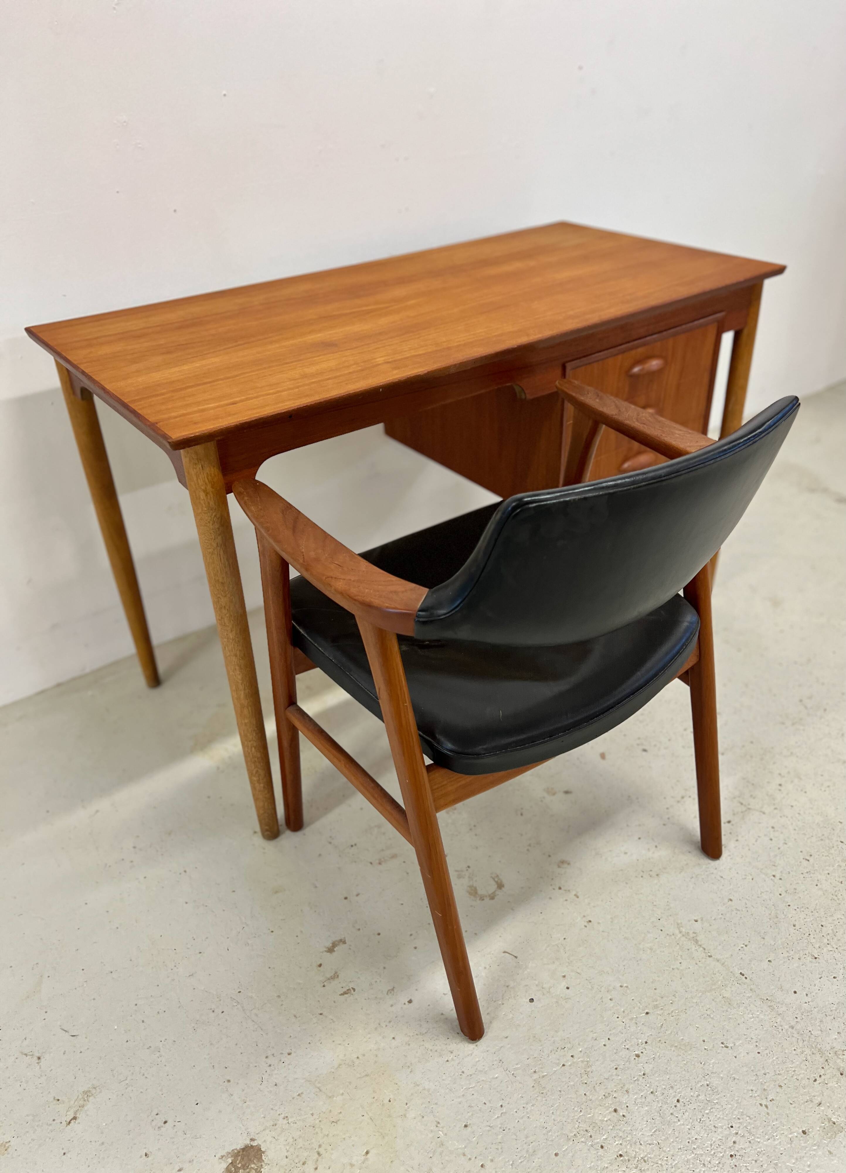 Danish Petite Teak & Beech Desk, 1950s.