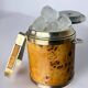 Lucite burl wood & brass ice bucket with tongs, Italy, 1970