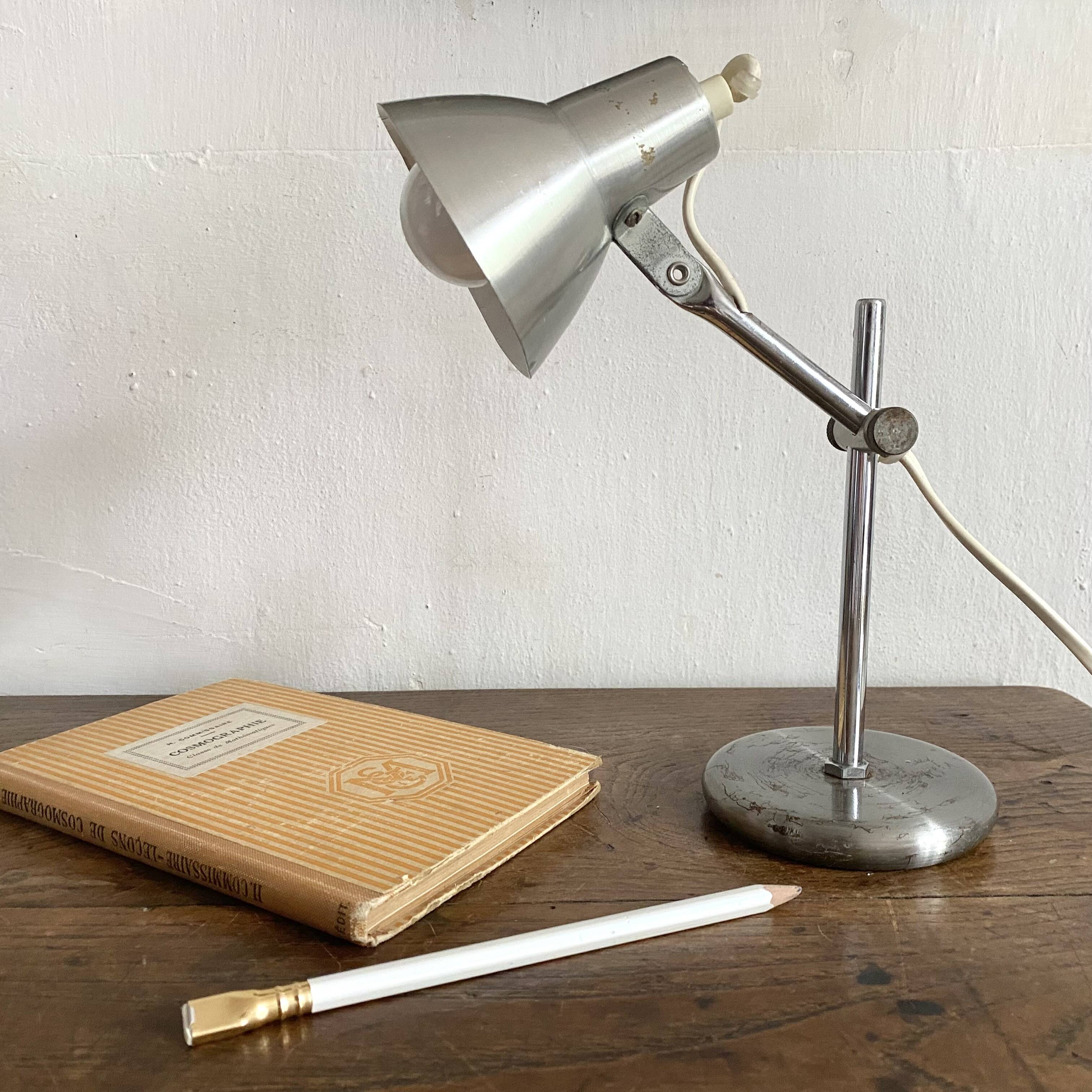 Lampe cocotte , lampe de bureau argentée