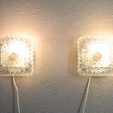 Mid century modern germany cut glass flush mount set 60s