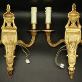 Pair of large wall lights, ram's heads, Louis XVI style - gilded bronze