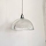 Ribbed globe pendant light, 2 m fabric cable