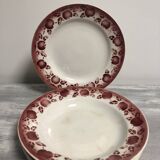 Set of 4 plates (3 flat and 1 deep) vintage apple pattern St Amand earthenware