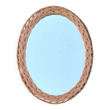 Miroir ovale vintage en osier