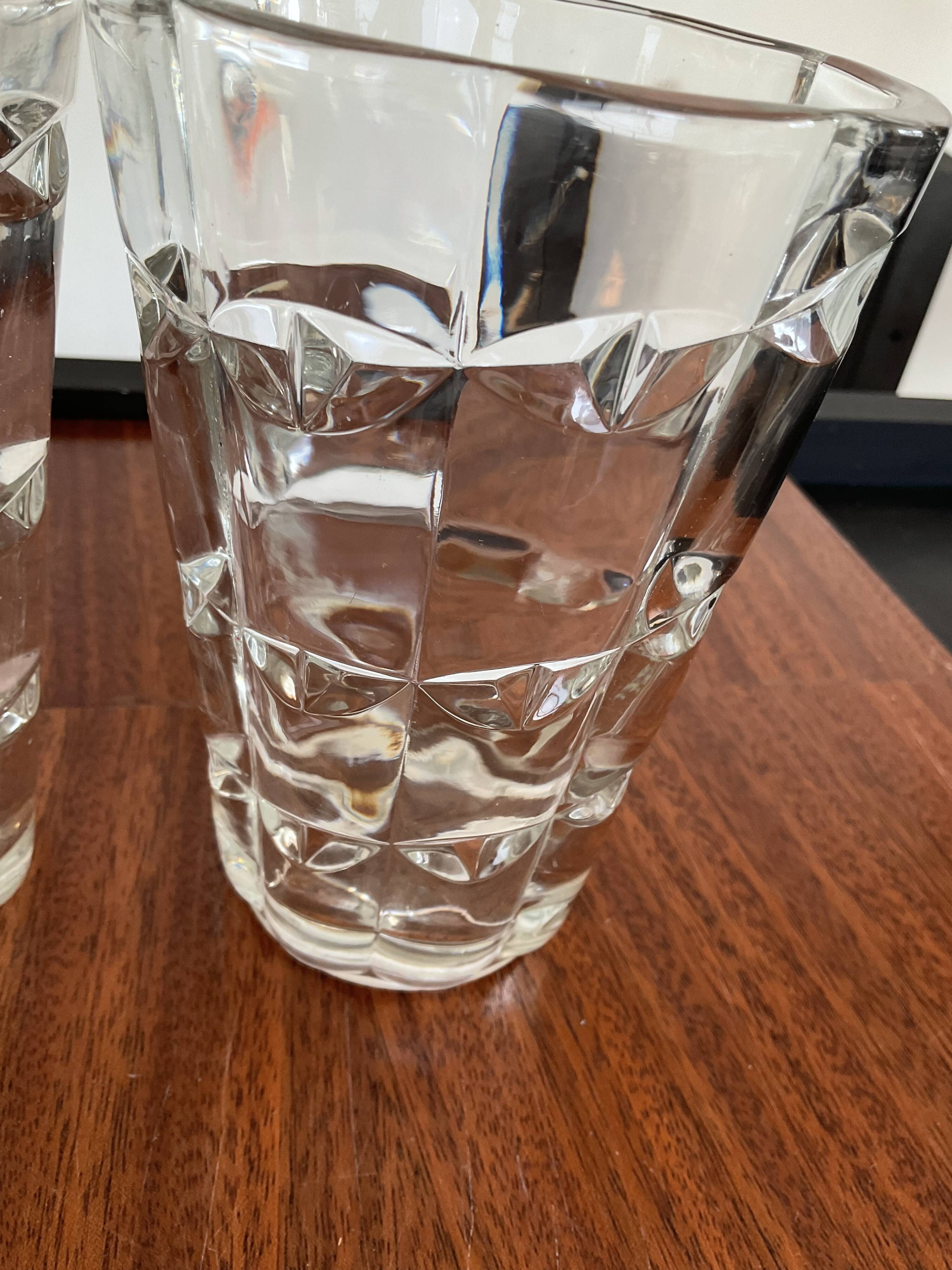 Pair of vintage vases in molded glass paste 70s
