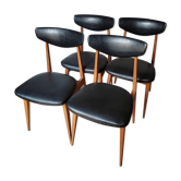 4 Scandinavian chairs in skaï and wood