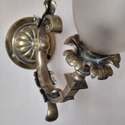 Bronze wall light with opaque glass tulip 1900