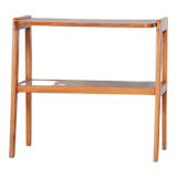 Restored Bauhaus Console Table, Oak and Glass, Refreshed Polish, Czechia, 1950s