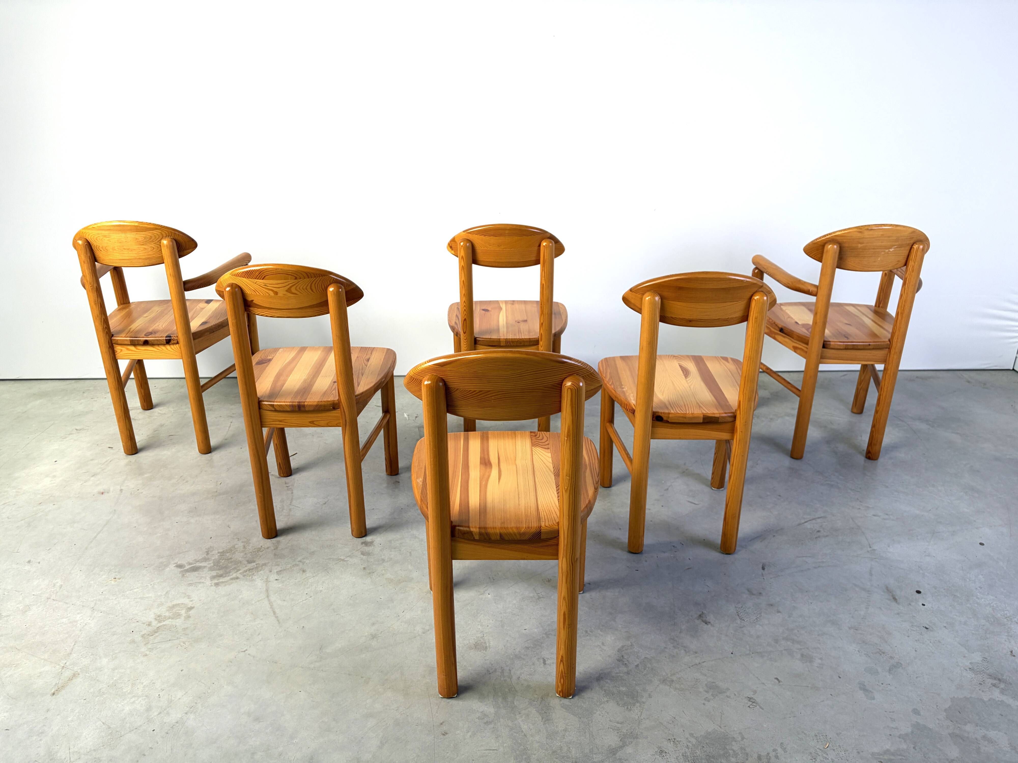 Set of 6 Scandinavian solid pine wood dining chairs by Rainer Daumiller for Hirtshals Savvaerk