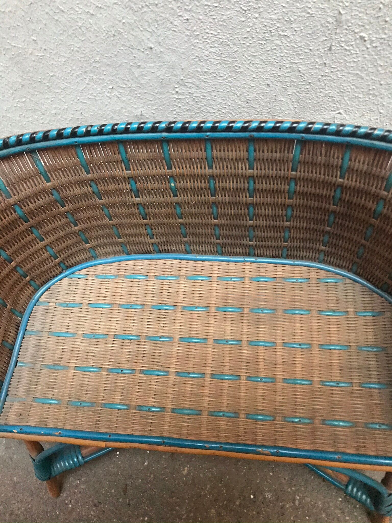 Vintage rattan doll bench