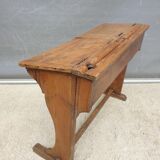 Double school wood desk from 1880 for decoration