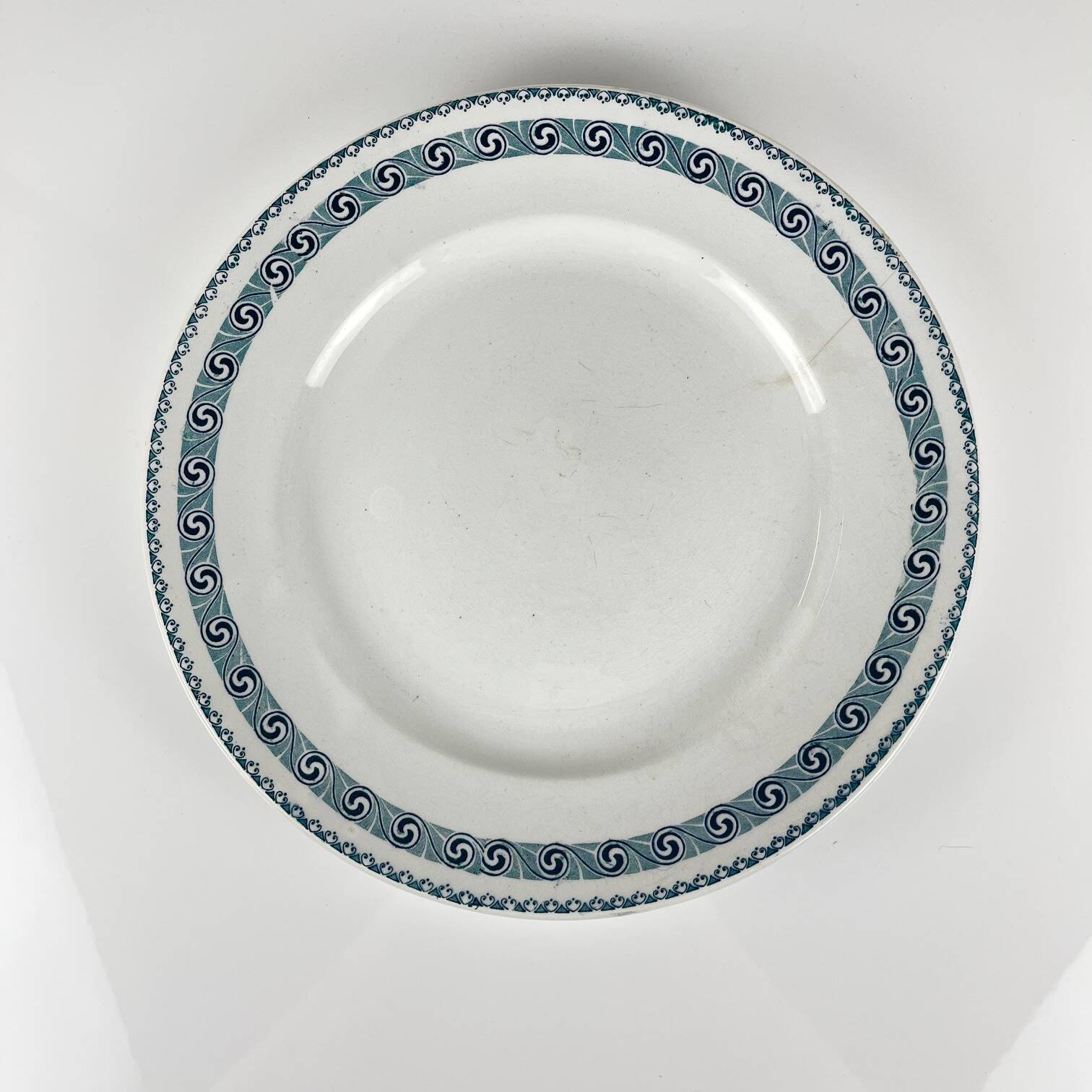 Large round dish "Rachel" Moulins des loups & Hamage, iron earth, 20th century