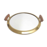 Brass and wood mirror tray