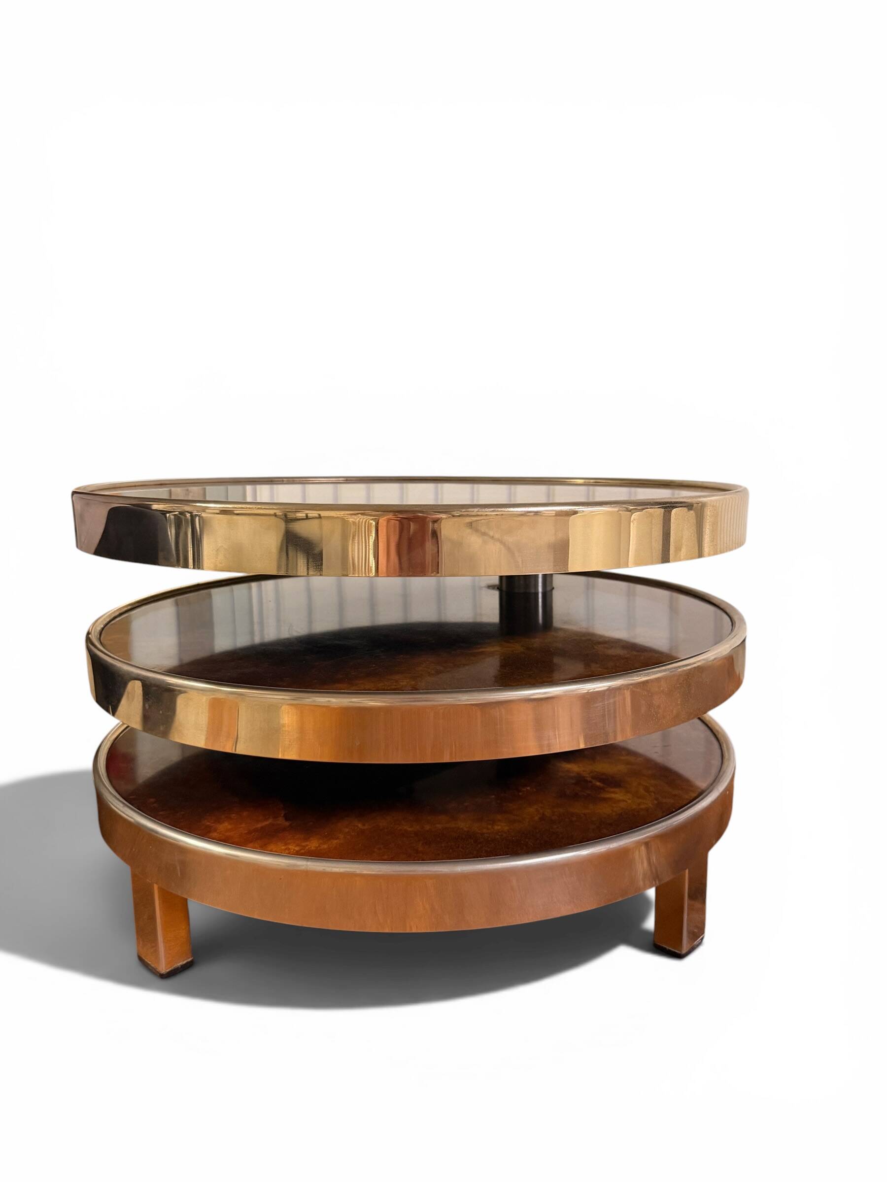 Coffee Table with 3 Platforms in Elm Burl - Maria Pergay