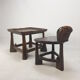 Mid Century set of wooden Chair and Table, 1950's