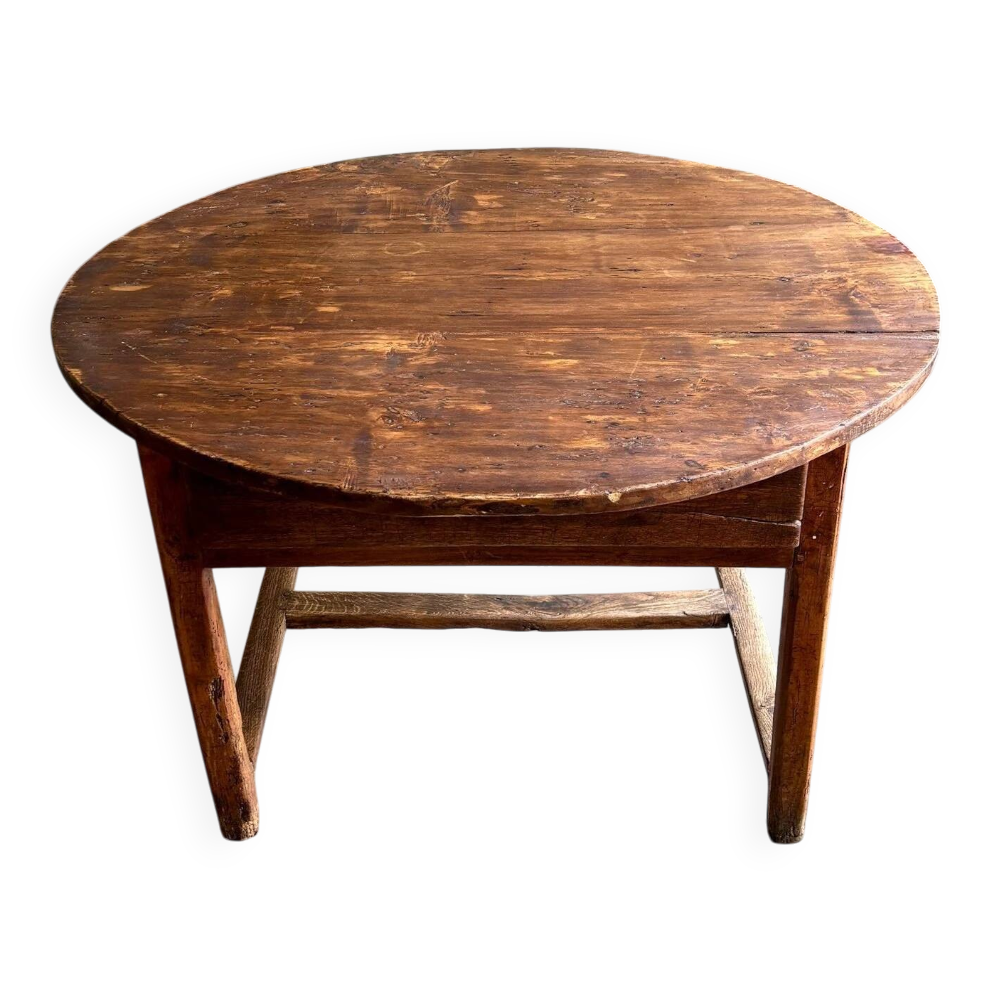 Round wooden farmhouse table