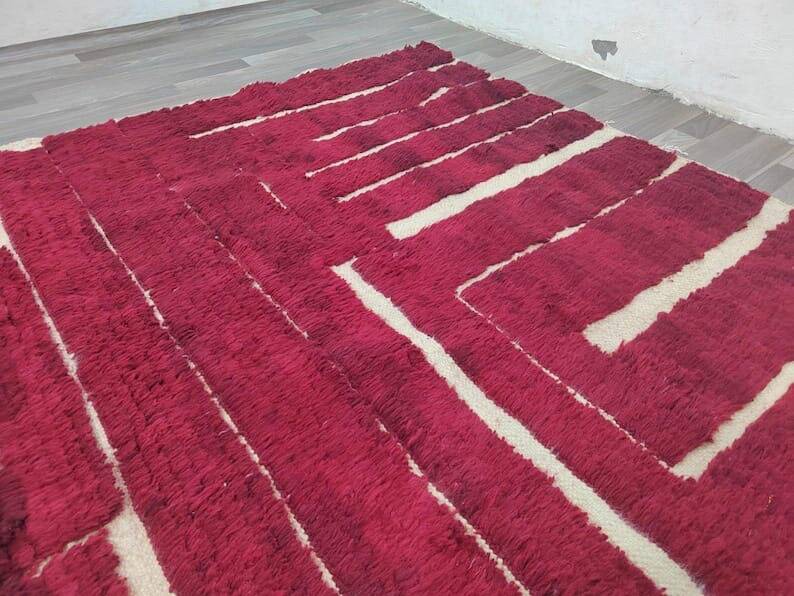 Traditional handwoven Beni Ourain Berber rug 2/3 m