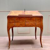 Carel Jacques-philippe Curved Sloping Desk In Louis XV Period Marquetry Stamped