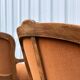 Pair of Louis XV style armchairs in ochre velvet