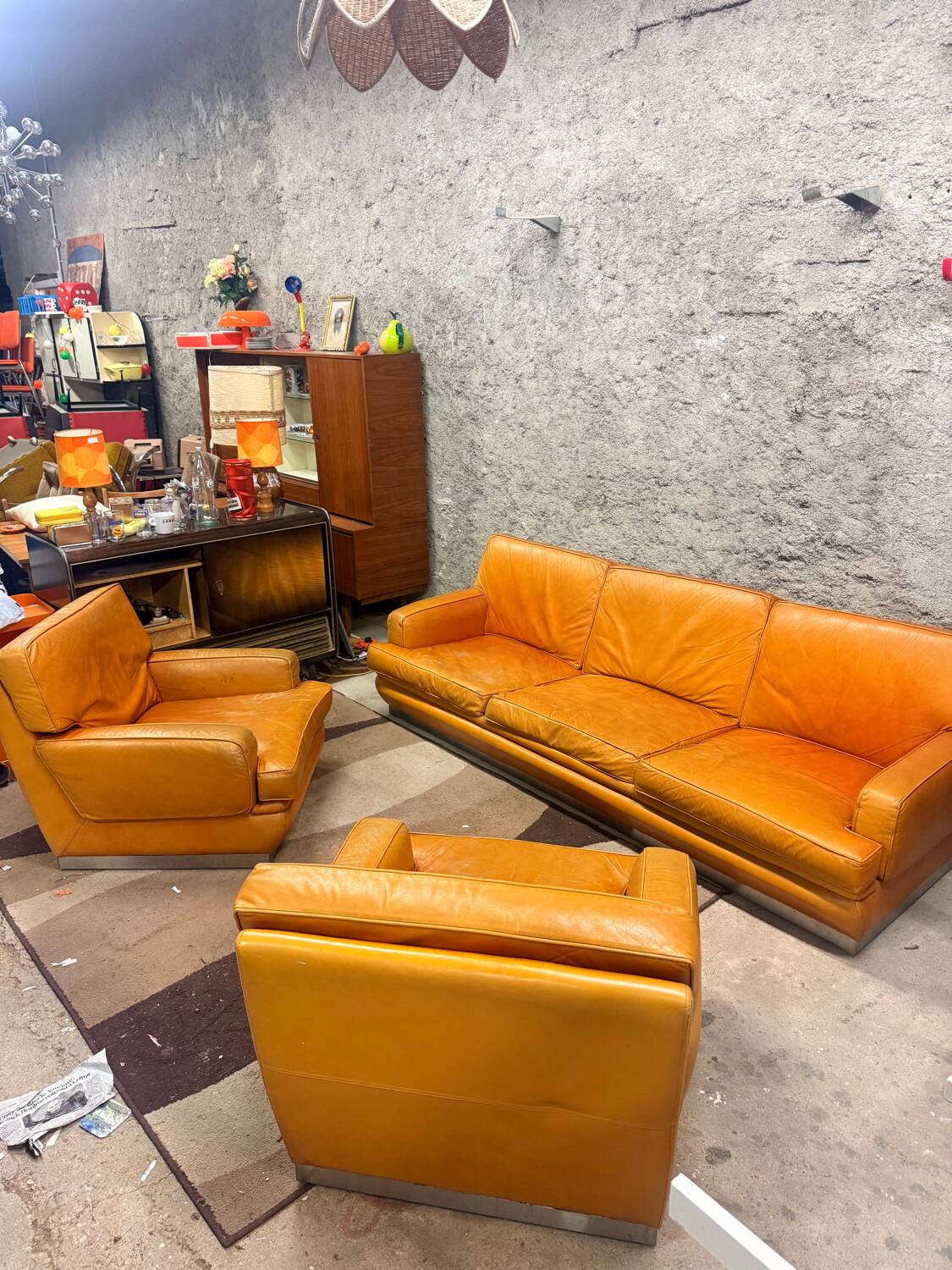 Sofa set + 2 vintage armchairs Roche Bobois - 1970