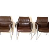 Röder Söhne Set of 3 leather office/dining room chairs by Miller Borgsen