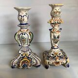 Pair of large old Rouen candlesticks