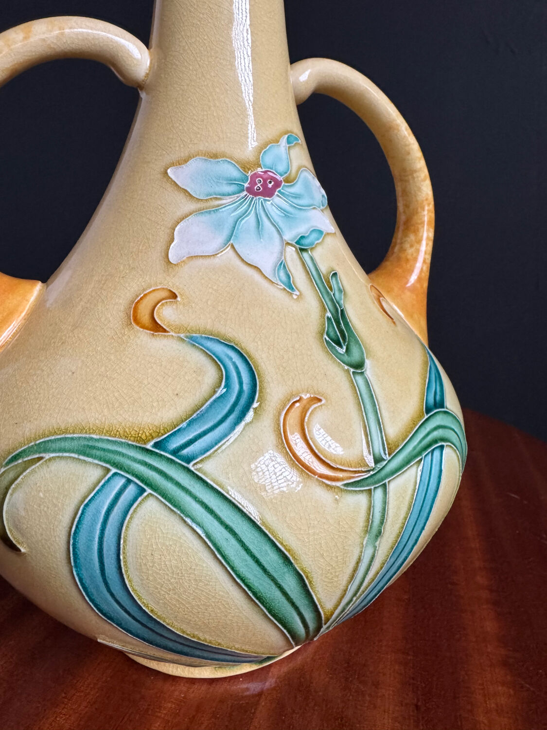 Art Nouveau ceramic vase by Gustave de Bruyn