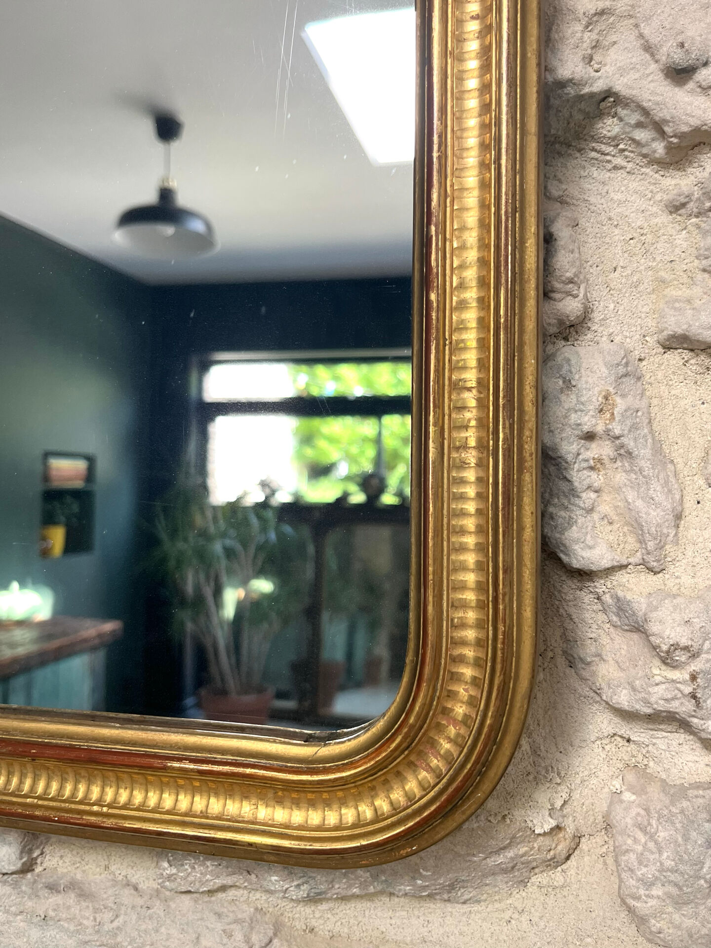Louis-Philippe mirror gilded with gold leaf 37.5/31.5cm mercury glass