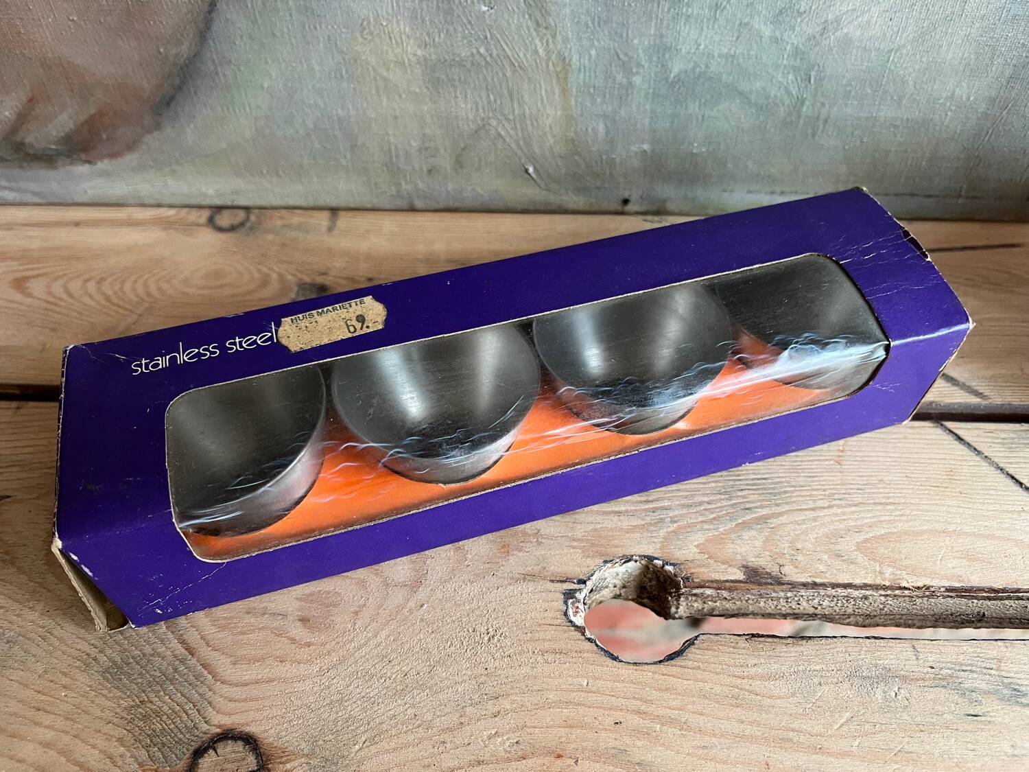 4 coquetiers vintage acier inoxydable - emballage d’origine