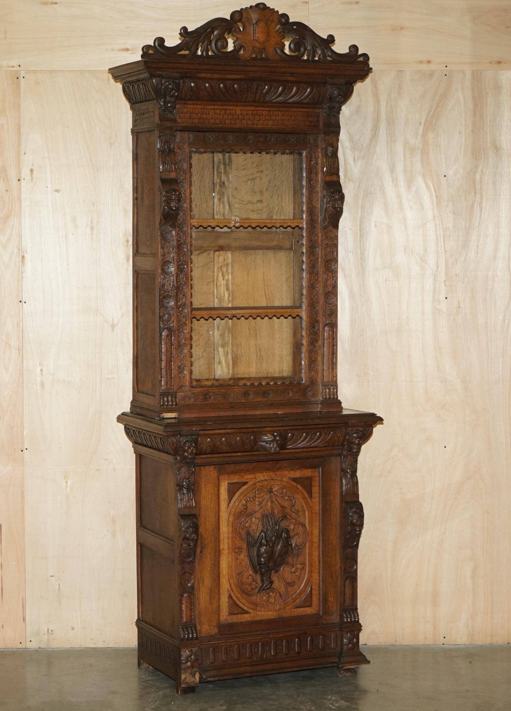 Pair of Victorian Jacobean Gothic Revival bookcases