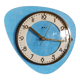 Vintage formica clock asymmetrical silent wall clock "GC celestial blue"