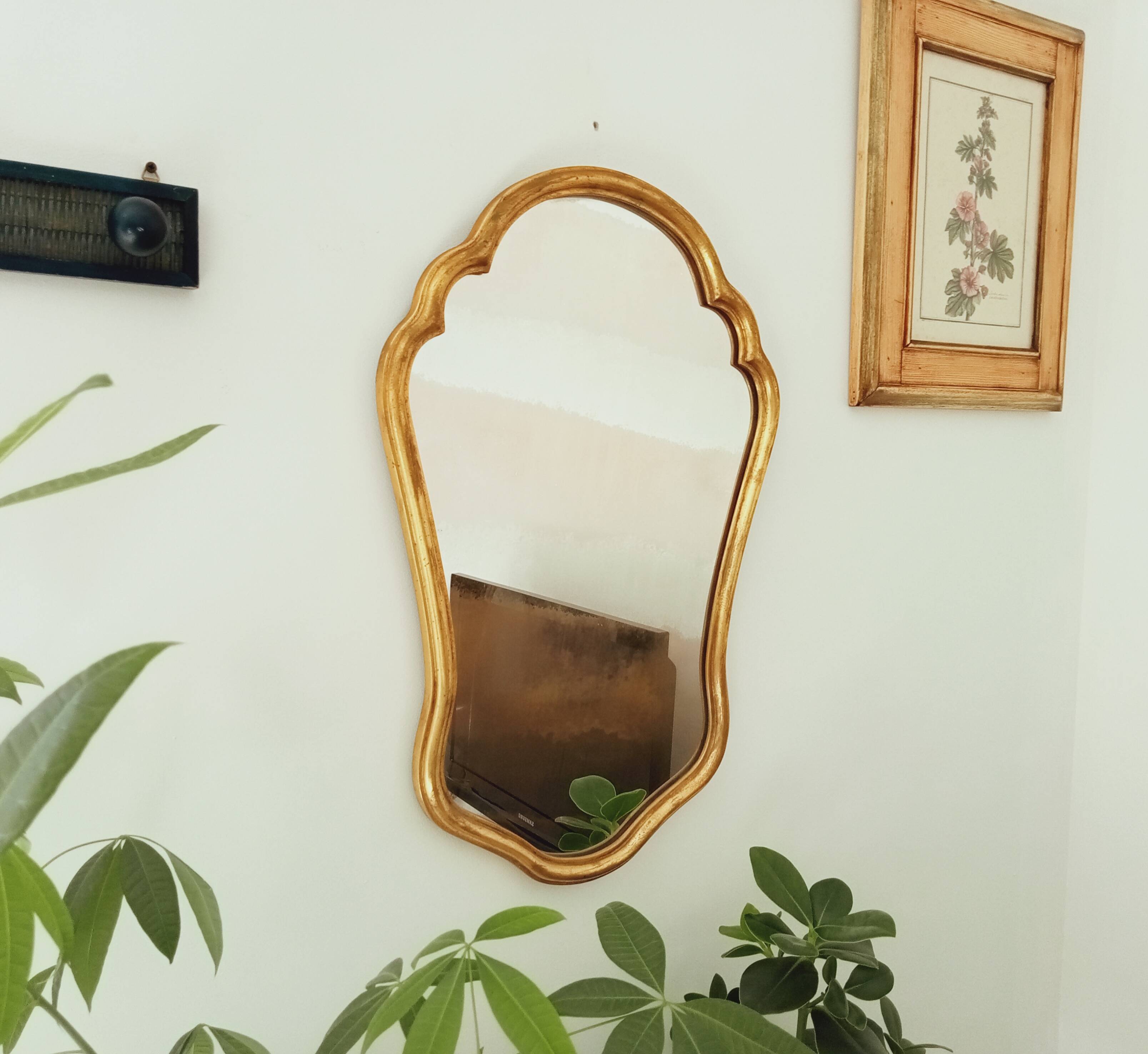 Golden baroque mirror 60s 66*44cm