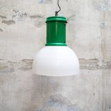 Lampadario industriale in metallo e plexiglass, anni '70