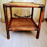 Rattan side table