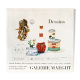 Art/saul steinberg original poster in lithography/drawings,1974 / lith signs, date saul steinberg