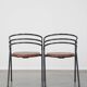 Set of 4 1970s design dining chairs with leather seats and metal frame
