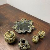 Vallauris fat lava ceramic condiment set