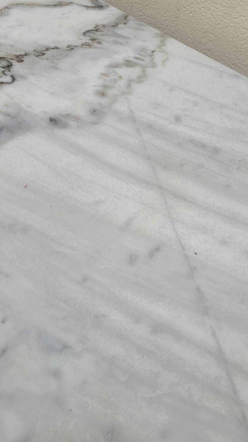 Antique cast iron bistro table with oval marble top