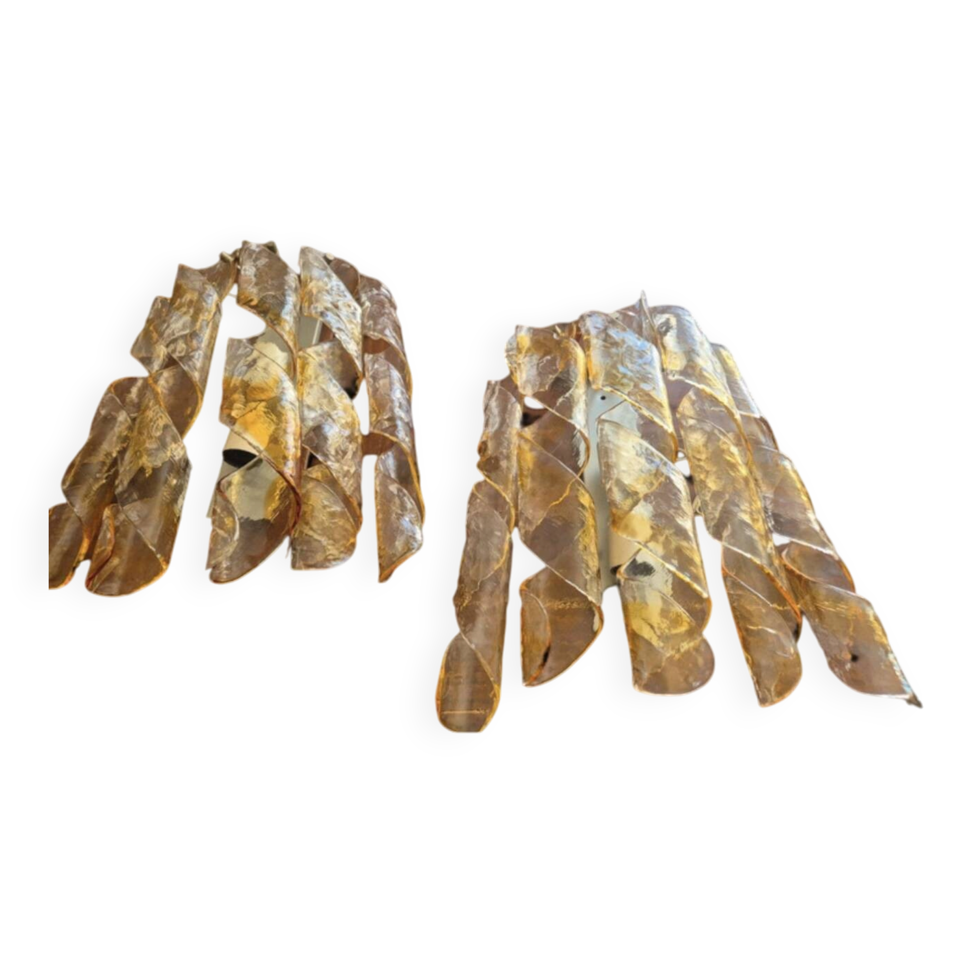 Paire d'appliques Mazzega en verre de Murano torsadé bicolore, Italie 1970