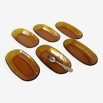 6 raviers/ramequins de chez Duralex en verre ambré en très bon état