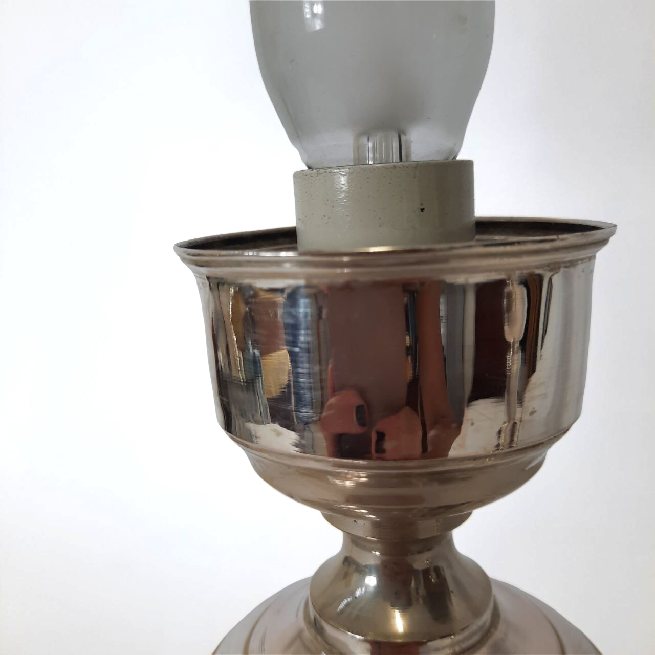 Three vintage bedside lamps in silver