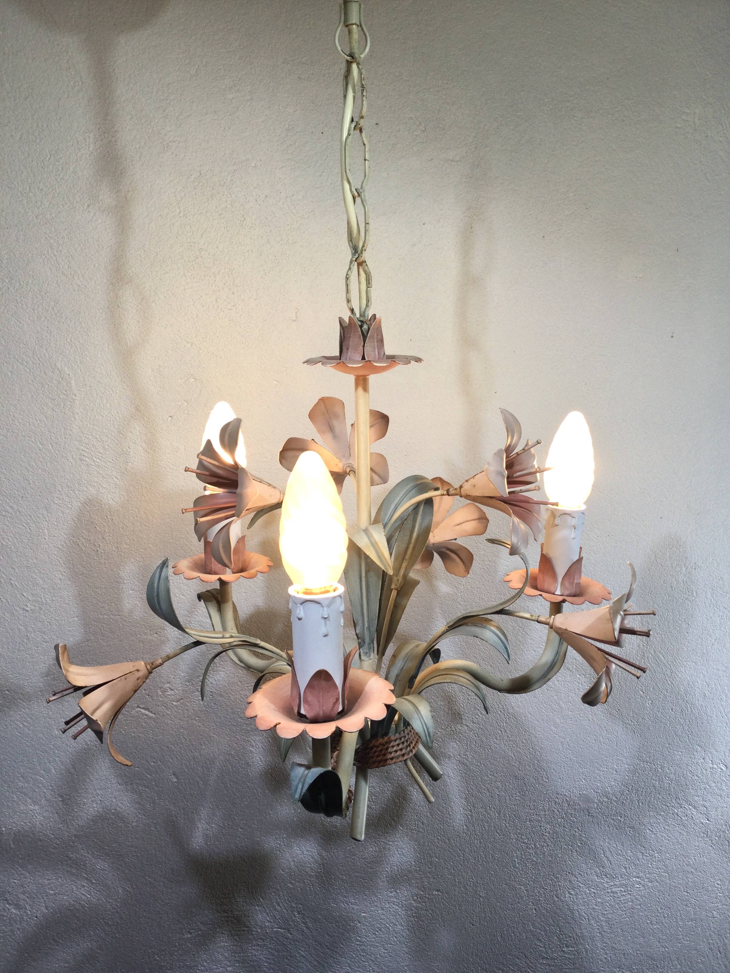 3-light wrought iron chandelier