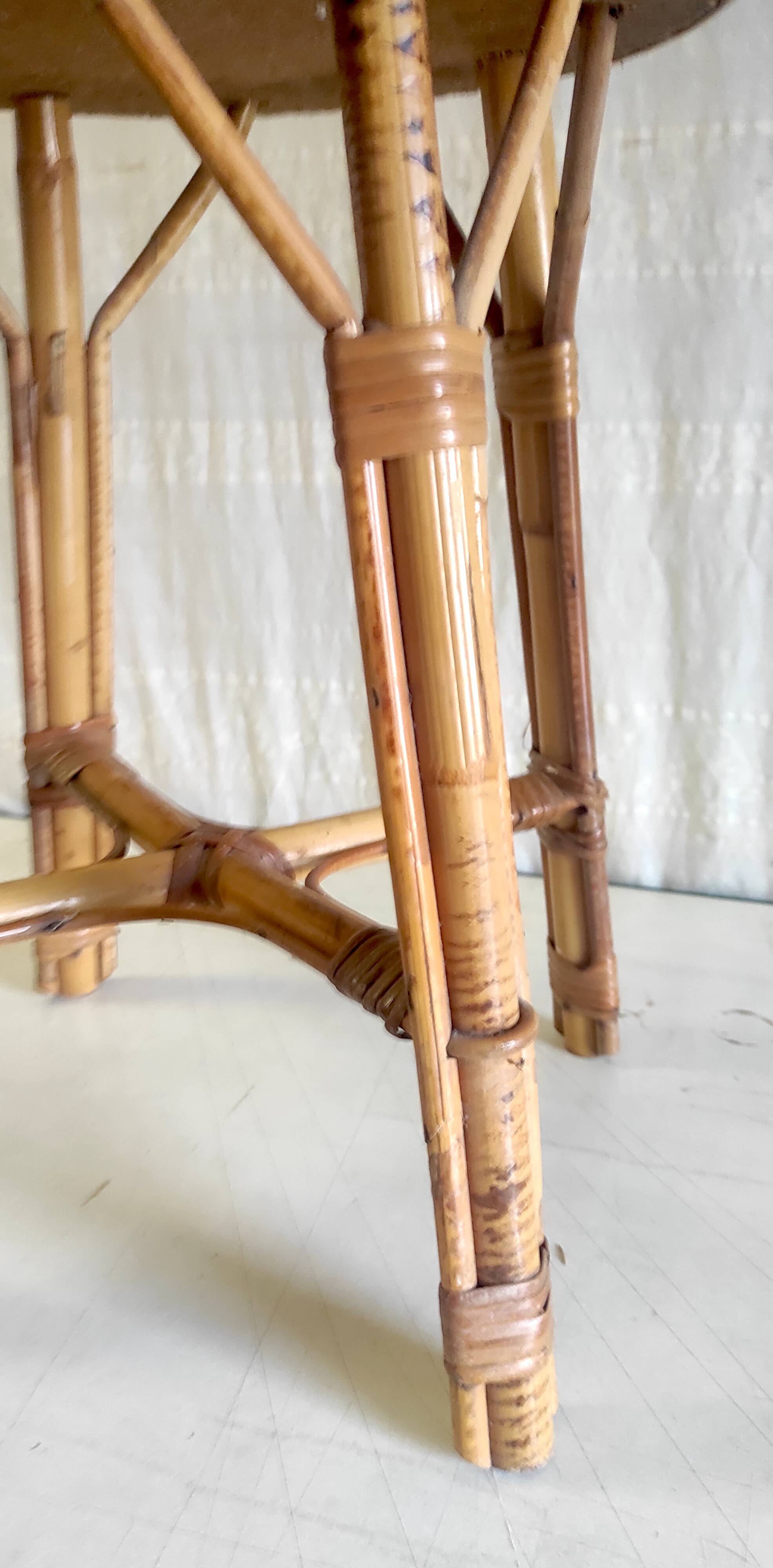 Rattan and cane stool - mid-20th century