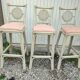 3 white stools vintage bar bamboo wicker rattan