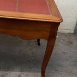 Louis XV Style Desk - Cherry Wood - Red Leather Top - with Extensions
