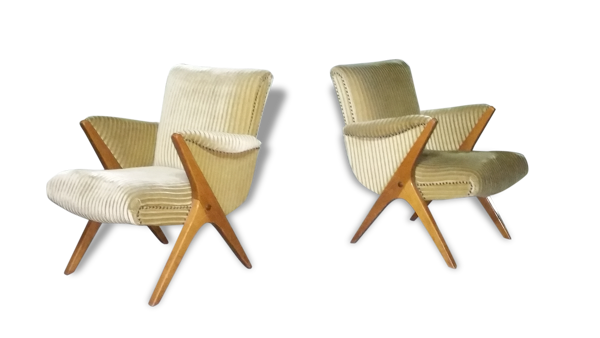 1/3 fauteuils compas années 50 60 Karpen