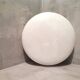 Large Italian glossy white acrylic minimalist pill flush mount ceiling fixture lamp. 1960s