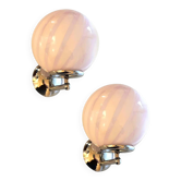 Pair of Contemporary Pink Swirl “Rods” Murano Glass Wall Sconces