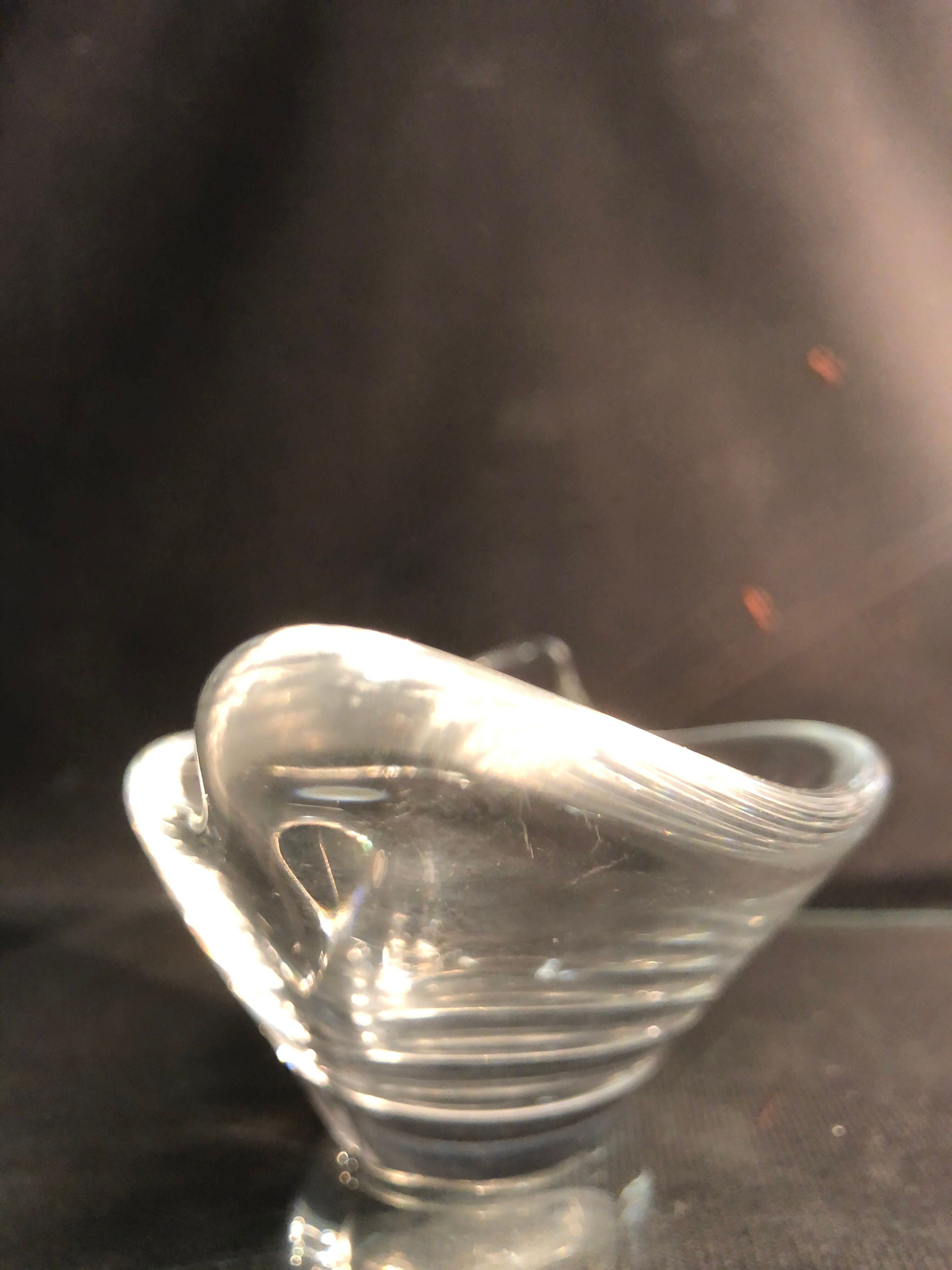 Crystal cup Daum free form signed empty fruit cup pocket
