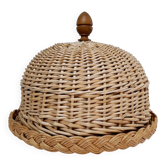Plateau et sa cloche en osier vintage